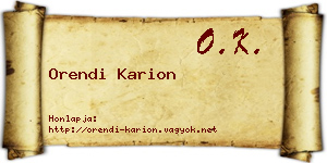 Orendi Karion névjegykártya